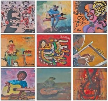Mais de 200 pinturas dedicadas à música história musical do país e do continente para mostrar a importância desta arte na vida dos povos africanos.